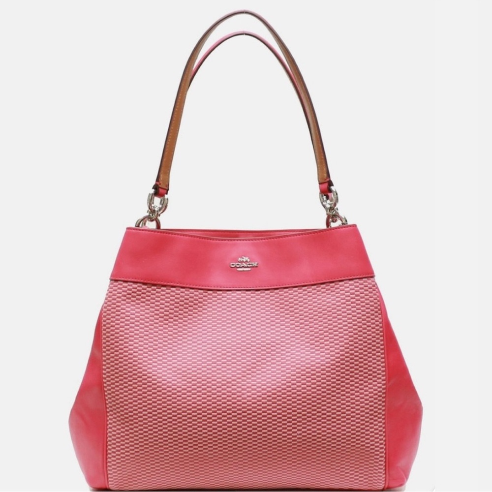 NWT Coach F57540 Legacy Jacquard Lexy Shoulder Bag-Milk Bright Pink 🩷🤍🩷🤍🩷
